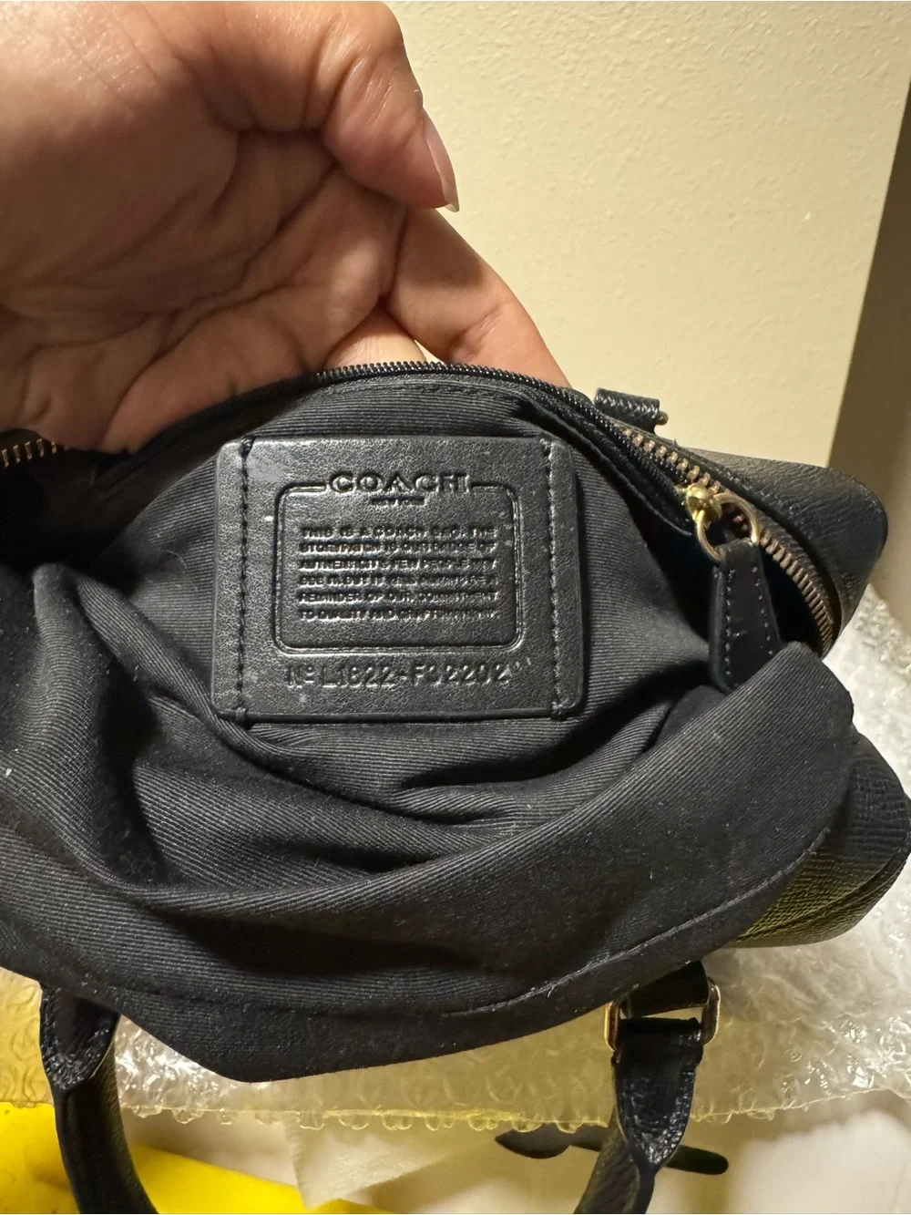Coach Mini Black Leather Satchel with Gold Hardware and Removable Strap